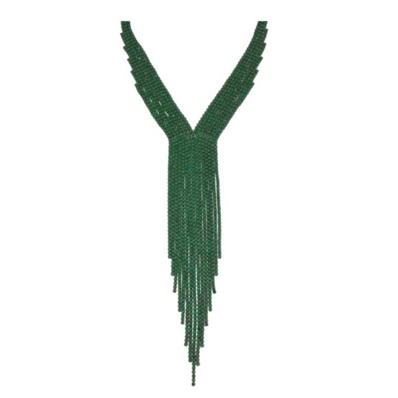 NWT NATASHA Crystal Rhinestone Waterfall Necklace Emerald Green - Picture 7 of 7